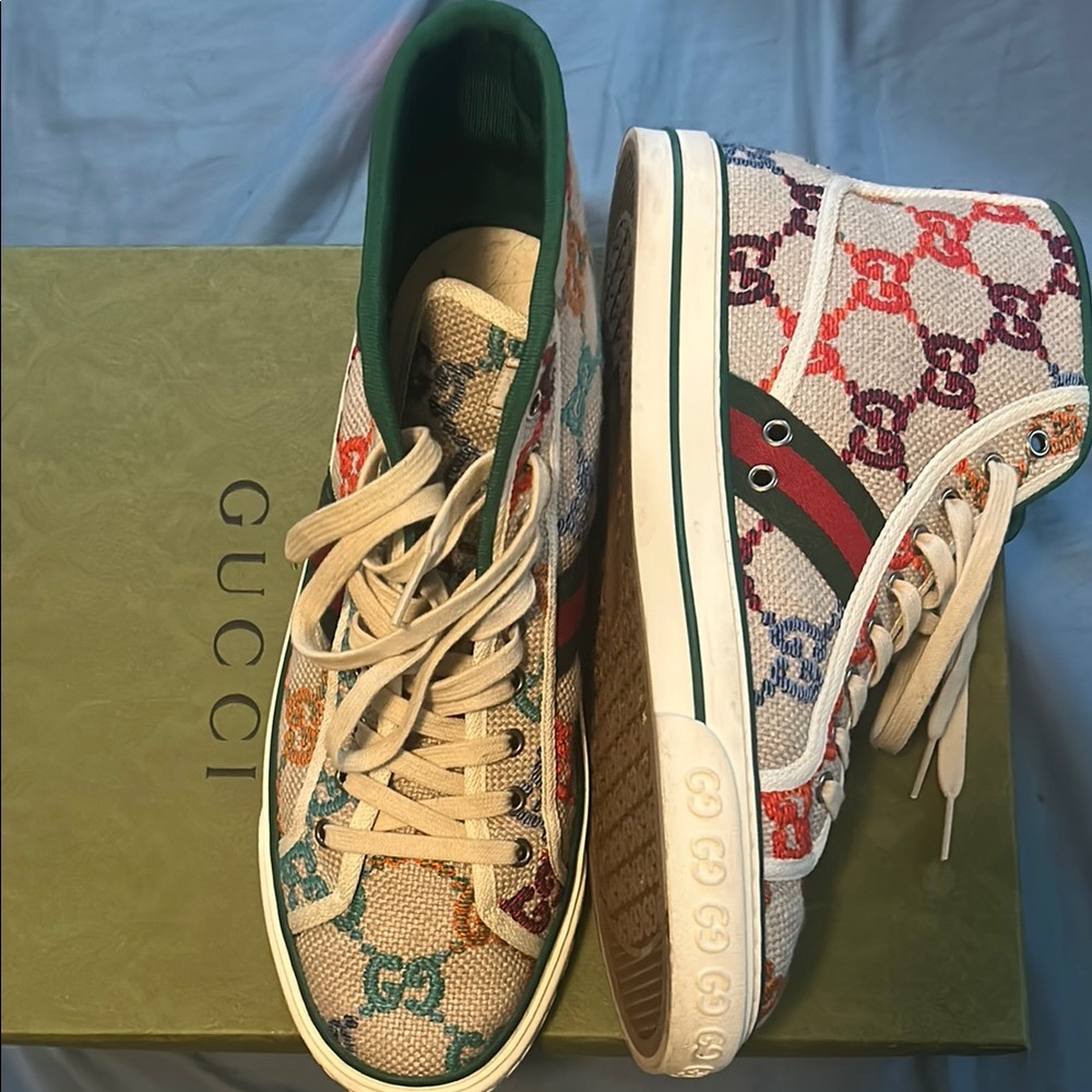 Gucci Beige and Multicolor GG High-Tops